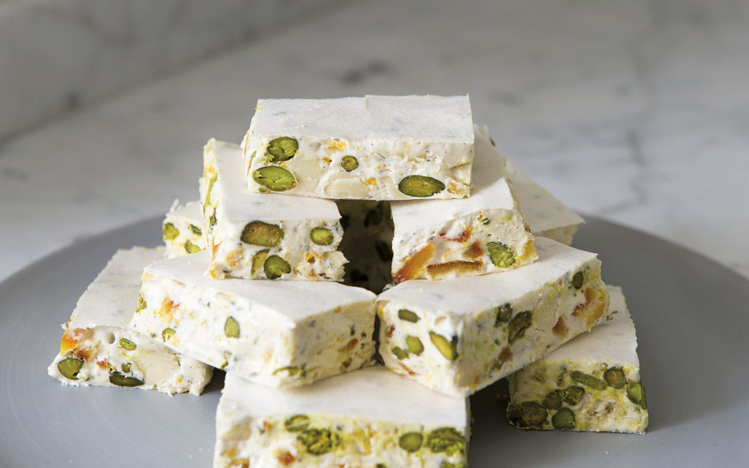 Monthly Recipe / Candied blood orange and white chocolate nougat